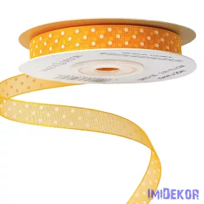 Pöttyös organza szalag 10mm x 20m - Napsárga