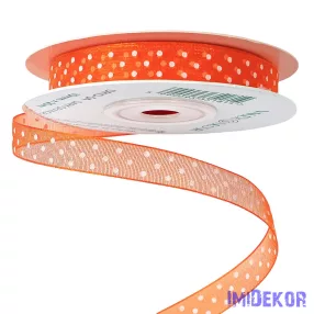 Pöttyös organza szalag 10mm x 20m - Sötétnarancssárga