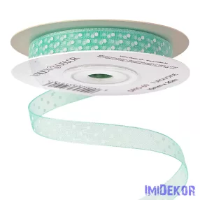 Pöttyös organza szalag 10mm x 20m - Türkiz
