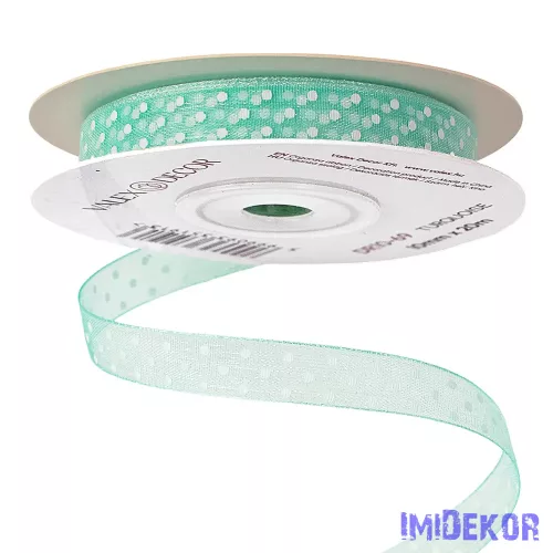 Pöttyös organza szalag 10mm x 20m - Türkiz