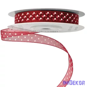 Pöttyös organza szalag 10mm x 20m - Bordó