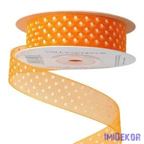 Pöttyös organza szalag 20mm x 20m - Világos narancssárga