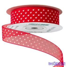Pöttyös organza szalag 20mm x 20m - Piros