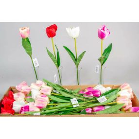 Tulipán szatén szálas selyemvirág 46 cm