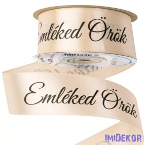   Emléked Örök feliratos szatén gyász szalag 30 mm x 20 m - Pezsgő