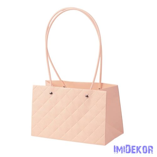 Dombornyomott virág-ajándék táska 22(h) x 10.5(sz) x 13.5(m) cm - Sötét púder