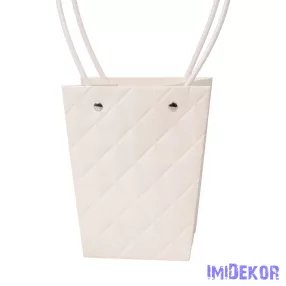 Dombornyomott virágtáska 13x9,5x15,5cm - Fehér