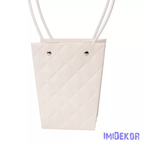 Dombornyomott virágtáska 13x9,5x15,5cm - Fehér
