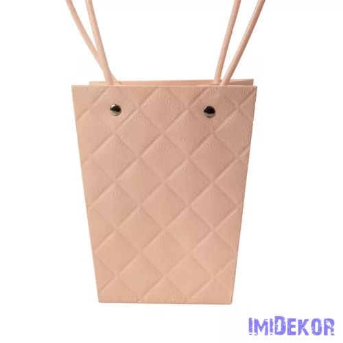 Dombornyomott virág-ajándék táska 13(h) x 9.5(sz) x 15.5(m) cm - Sötét púder