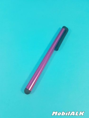 Univerzális érintőceruza tollszerű - tartós, gumipárna heggyel - színes metál ciklámen