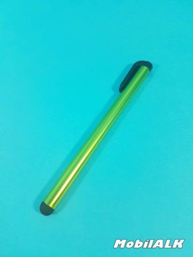 Univerzális érintőceruza tollszerű - tartós, gumipárna heggyel - színes metál világoszöld