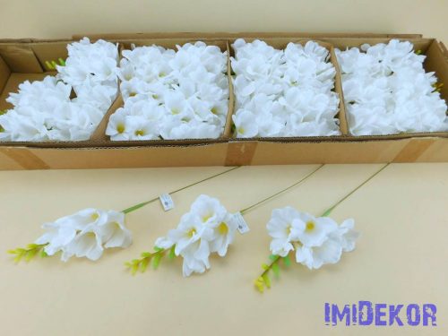 Frézia szálas selyemvirág 35 cm - Fehér