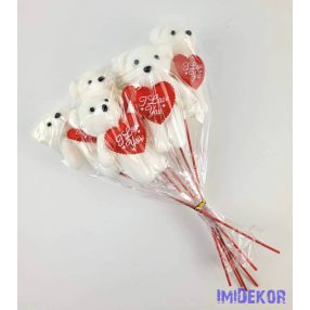 Pálcás maci betűző szívvel 6 db/csomag 8x32 cm