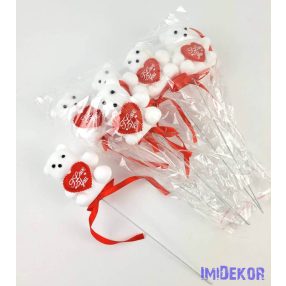 Pálcás maci betűző szívvel 6 db/csomag 5,5x22,5 cm