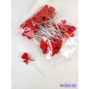 Pálcás szív betűző 50 db/csomag 2x11 cm - Piros