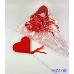 Pálcás szív betűző 6 db/csomag 13x38 cm - Piros