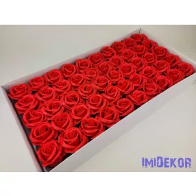 Szappanrózsa fej 50 db/doboz Beauty 6x5,5 cm - Piros