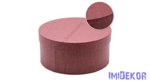 Papírdoboz kerek 22x10cm - Bordó mintás