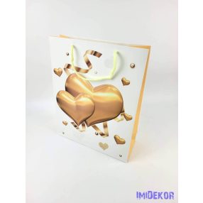 Ajándéktáska 32x25,5x10 cm - Szív mintás 2 C