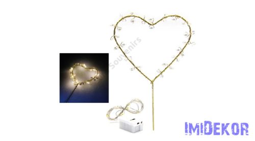 LED-es szív dekoráció 8,5x16cm - Melegfényű