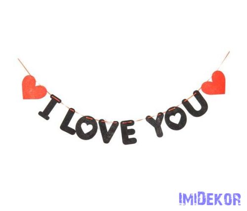Girland "I love you" felirattal szivecskével 11x6x110 cm