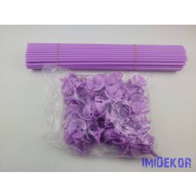 Lufitartó + pálca 40 cm színes 100db/cs - Lila