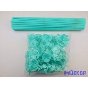 Lufitartó + pálca 40 cm színes 100db/cs - Türkiz