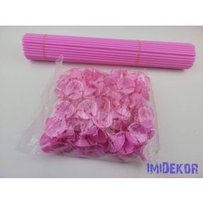 Lufitartó + pálca 40 cm színes 100db/cs - Rózsaszín