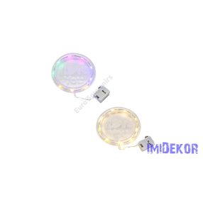   LED-es "I love you" feliratos kerek táblácska 8cm - Színes