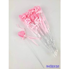 Pálcás szív betűző 12 db/csomag 21 cm - Gl Rózsaszín