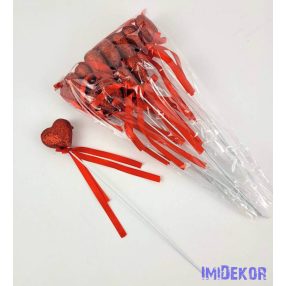 Pálcás szív betűző 12 db/csomag 21 cm - Gl Piros