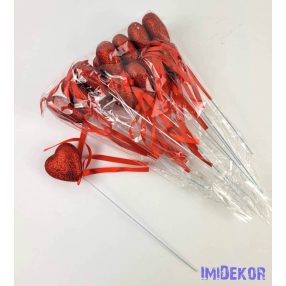 Pálcás szív betűző 12 db/csomag 21 cm - Gl Piros