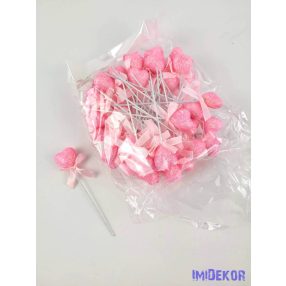 Pálcás szív betűző 50 db/csomag 11 cm - Gl Rózsaszín