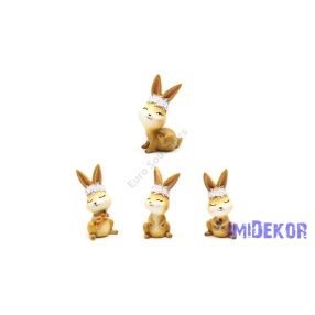 Virágkoszorús nyuszi figura 10x5,5 cm