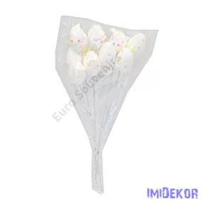 Fehér alapon színes pöttyös tojás 3x4cm 12db/csomag