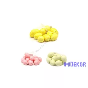 Műanyag tojás hálóban 5,5cm 12db/szett - Sárga