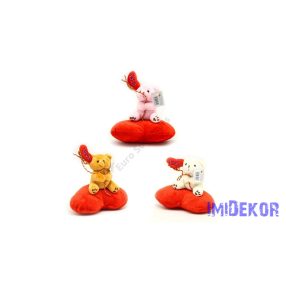 Szíven ülő maci plüss 17,5x16 cm - Krém