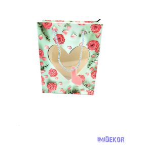 Ajándéktáska 18x23x10 cm - Szív ablakos A