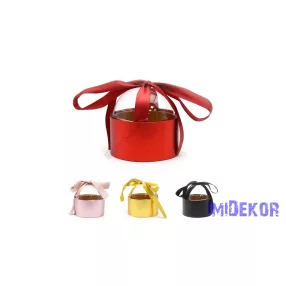 Búrás kerek metál doboz 12,5x12,5x11,5cm - Fekete