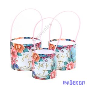 Virágmintás műanyag füles papírdoboz 3db/szett - 66