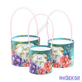 Virágmintás műanyag füles papírdoboz 3db/szett - 67