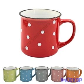 Pöttyös bögre 9x8,5cm - Narancs