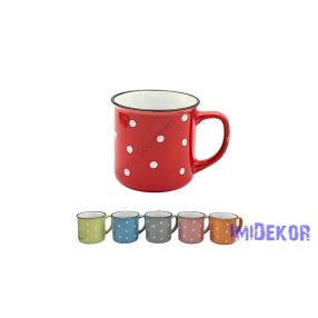 Pöttyös bögre 9x8,5cm - Piros