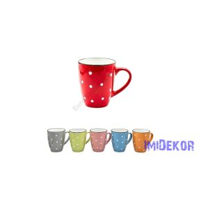 Pöttyös bögre 9x10,8cm - Piros