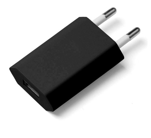 EU dugó 230V USB hálózati töltő fali adapter 5V 1A 1 portos fekete