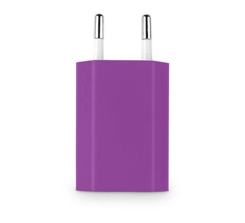 EU dugó 230V USB hálózati töltő fali adapter 5V 1A 1 portos lila