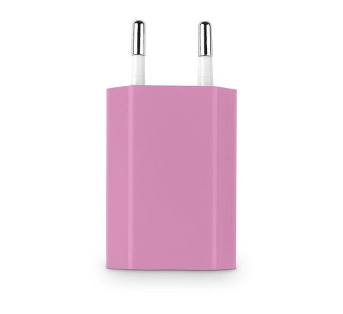 EU dugó 230V USB hálózati töltő fali adapter 5V 1A 1 portos rózsaszín