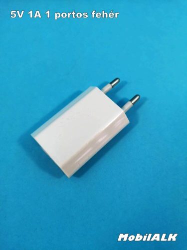 EU dugó 230V USB hálózati töltő fali adapter 5V 1A 1 portos fehér