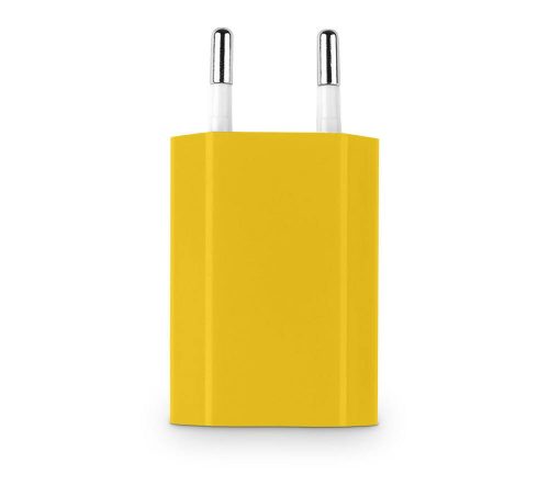 EU dugó 230V USB hálózati töltő fali adapter 5V 1A 1 portos citromsárga