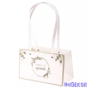   Feliratos tégla virág táska 22x10,5x13,5cm - nagyon sok szeretettel